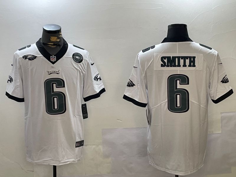 Men Philadelphia Eagles #6 Smith White Second generation 2024 Nike Limited NFL Jersey style 4->philadelphia eagles->NFL Jersey